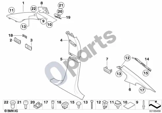 BMW 3 E90 E91 a / b / c statramsčio apdailos plokštė (E90 LCI 316DN47) – schema