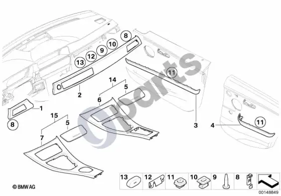 BMW 3 E90 E91 alum. interior strips ground lengthwise (E90 LCI 316DN47) – schema