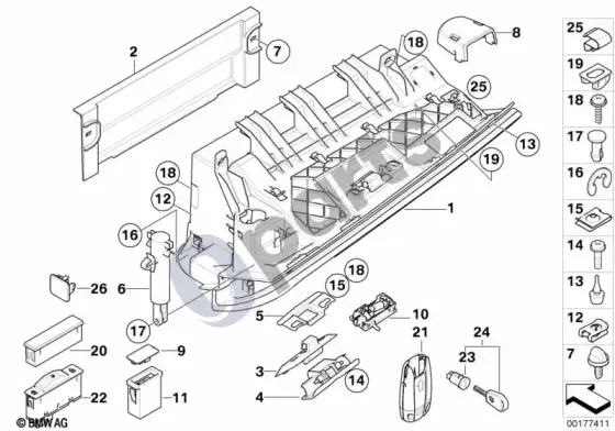 BMW 3 E90 E91 daiktadėžė (E90 LCI 316DN47, E91 LCI 316D) – schema