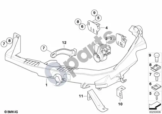 BMW 3 E90 E91 headlight arm/bracket – schema
