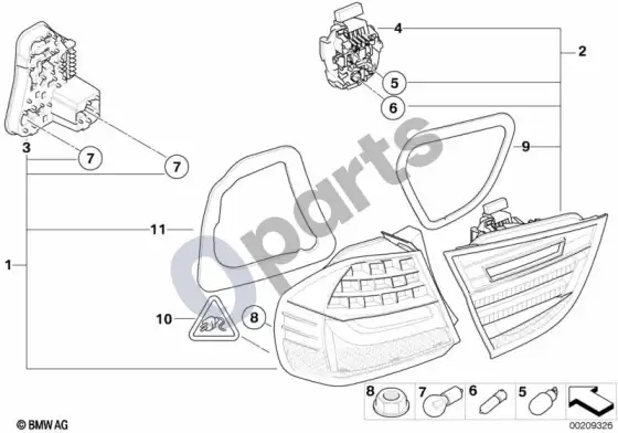 BMW 3 E90 E91 galinis žibintas (E90 LCI 316DN47) – schema