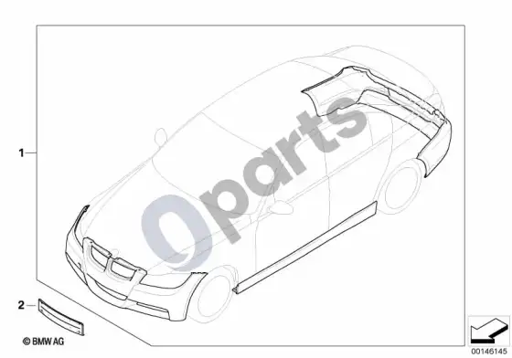 BMW 3 E90 E91 m aerodinaminio paketo papildomo montavimo komplektas; 2008.09 - ... – schema
