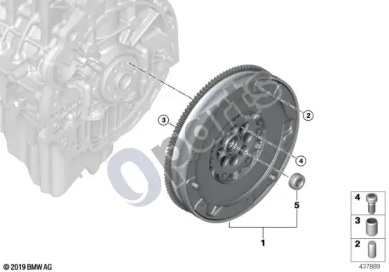 BMW 3 E90 E91 smagratis / dvigubos masės smagratis (E90 LCI 318IN43, E90 LCI 320IN43, E90 318IN43, E90 320IN43, E90 320IN46N, E91 318IN43, E91 320IN43) – schema
