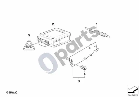BMW 3 E90 E91 kaitinimo žvakių blokas (E90 LCI 325DM57N2, E90 LCI 335D, E90 325D, E90 330D, E90 335D, E90 330XD, E91 335D, E91 330XD, E91 325D, E91 330D) – schema