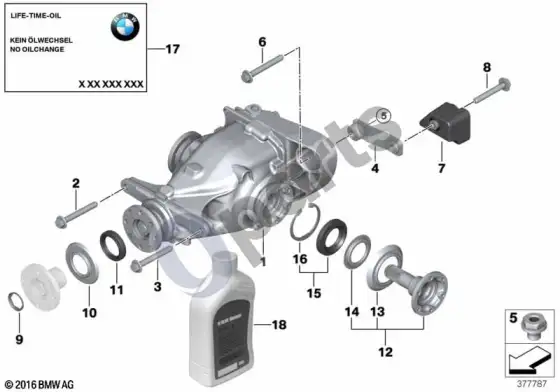 BMW 3 E90 E91 diferencialo pavara / išėjimas (E90 LCI 325XIN53) – schema