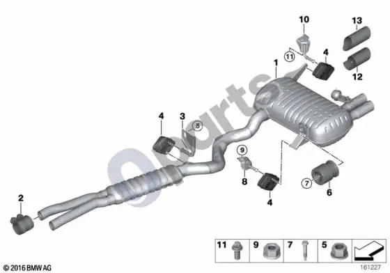 BMW 3 E90 E91 išmetimo sistema, galinė (E90 LCI 328I) – schema