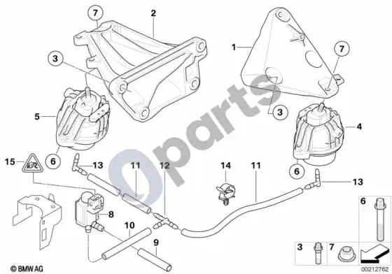 BMW 3 E90 E91 variklio pakaba (E90 LCI 330XD) – schema