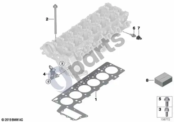 BMW 3 E90 E91 cilindrų galvutės pritvirtinamos detalės (E90 LCI 335D) – schema