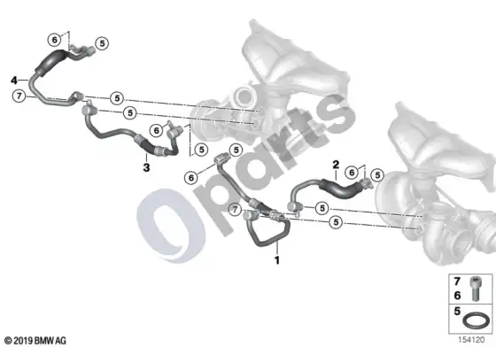 BMW 3 E90 E91 išmetamųjų dujų turbokompresoriaus aušinimo sistema – schema