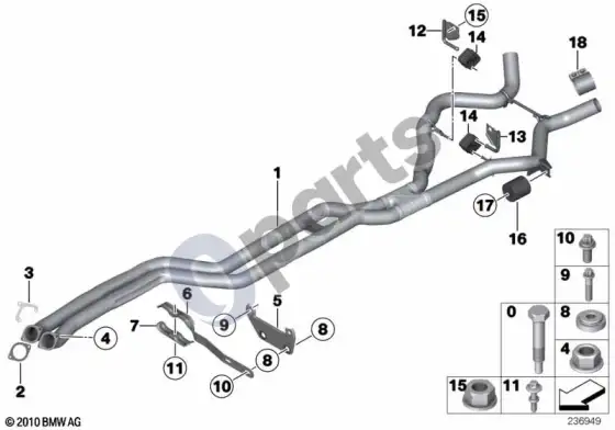 BMW 3 E90 E91 vidurinis duslintuvas (E90 LCI 335XIN55) – schema