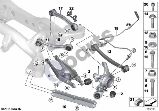 BMW 3 E90 E91 galinės ašies atrama/ratų pakaba (E90 LCI M3, E90 M3) – schema