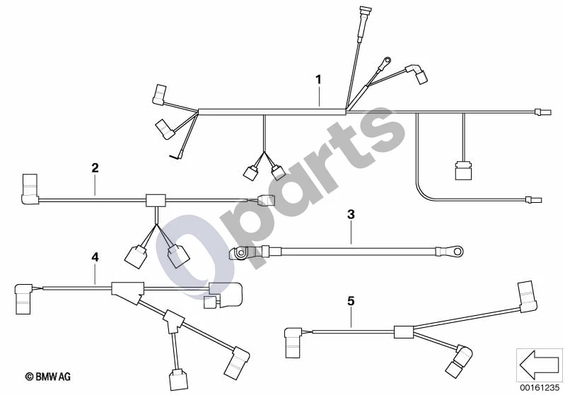 BMW 3 E90 E91 (2005–2012) Įvairios laidų pynės (E90 LCI M3, E90 M3) schema – pozicija 05: Wiring harness, starter/MAP sensor