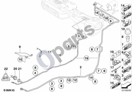 BMW 3 E90 E91 kuro vamzdžiai / tvirtinimo detalės (E90 M3) – schema