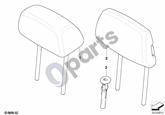 BMW 3 E90 E91 galinės sėdynės galvos atrama (E91 318DM47N2) – schema