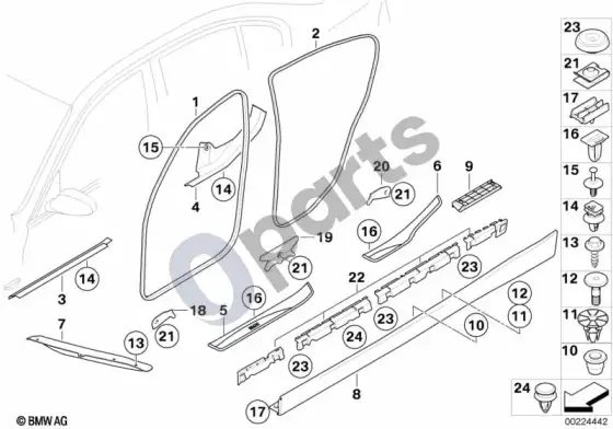 BMW 3 E90 E91 įlipimo angos apdaila (E91 318DM47N2) – schema