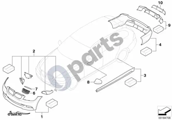 BMW 3 E90 E91 BMW performance aerodinamika (E91 LCI 316D) – schema