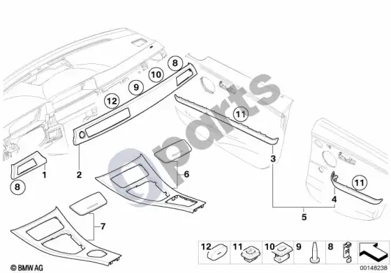 BMW 3 E90 E91 dekoratyvinė medienos apdaila, tuopos rašto – schema