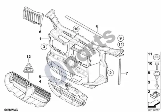 BMW 3 E90 E91 priekinis skydas / aušinimo sklendžių valdymas – schema