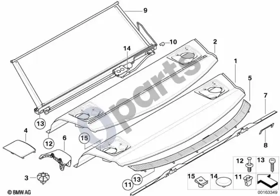 BMW 3 E90 E91 galinio lango lentyna / elektrinė užuolaida nuo saulės – schema
