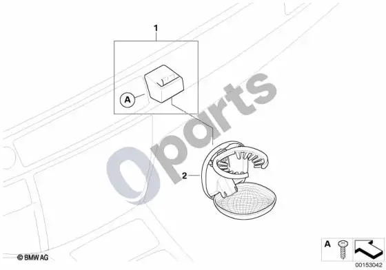 BMW 3 E90 E91 gėrimų laikiklio papildomas montavimas – schema