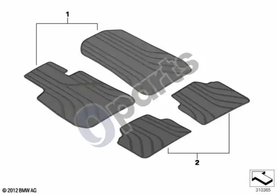BMW 3 E90 E91 grindų kilimėlis, visų sezonų – schema