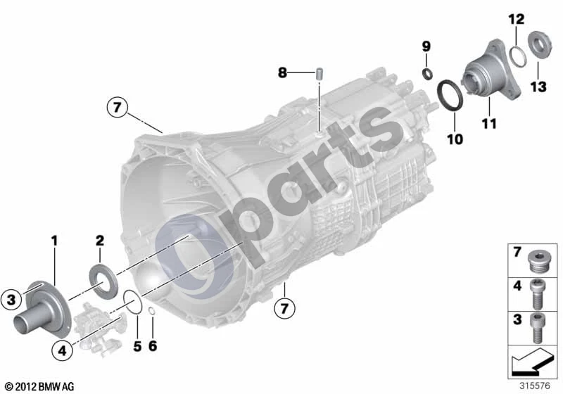 BMW 3 E90 E91 (2005–2012) GS6-45BZ/DZ Sandarikliai / tvirtinimo detalės schema – pozicija 09: Veleno sandariklis