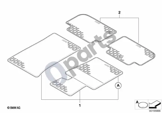 BMW 3 E90 E91 guminis kilimėlis – schema