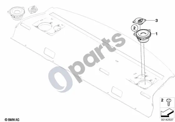 BMW 3 E90 E91 individual garso sistema, galinio lango lentynėlė; 2007.09 - ... – schema