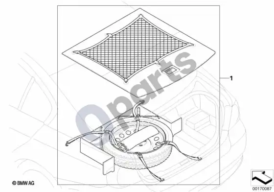 BMW 3 E90 E91 luggage-comp. accomm., emergency wheel – schema