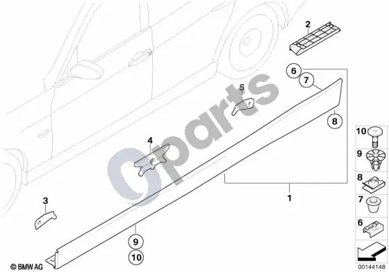 BMW 3 E90 E91 m apdaila, slenkstis / ratų arka – schema