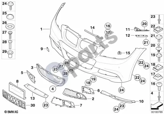 BMW 3 E90 E91 m apdailos plokštė, priekinė; 2008.09 - ... – schema