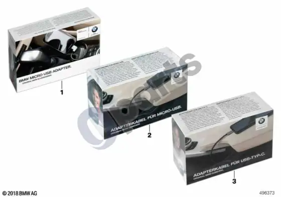 BMW 3 E90 E91 micro-usb arba USB c tipo adapterio kabelis – schema