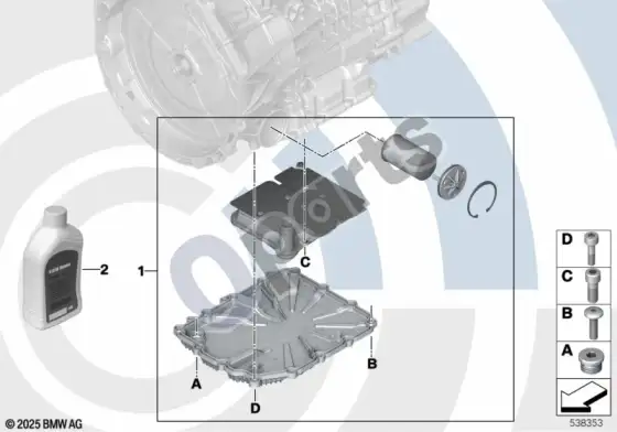BMW 3 E90 E91 alyvos filtro komplektas, dvigubo sankabos pavarų dėžė – schema