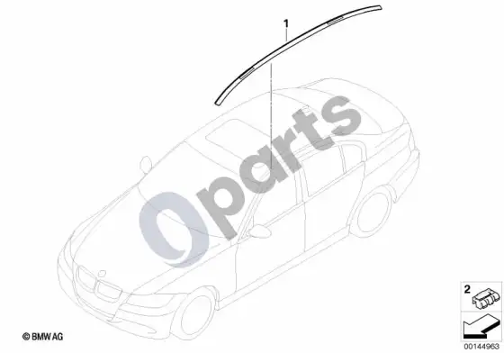 BMW 3 E90 E91 papildomas išorinių detalių dažymas kėbulo spalva – schema