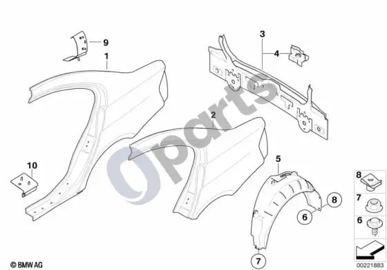 BMW 3 E90 E91 rear side panel – schema