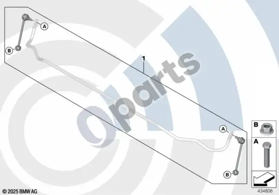 BMW 3 E90 E91 remonto komplektas, stabilizatoriaus trauklės – schema