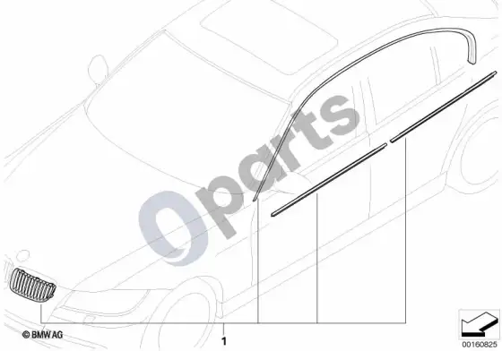 BMW 3 E90 E91 chrome line exterieur papildomas montavimas; 2008.09 - ... – schema