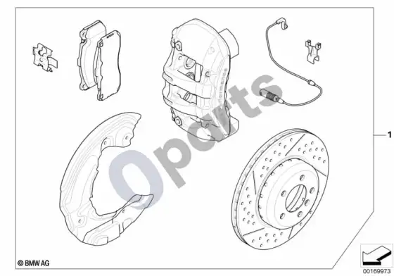 BMW 3 E90 E91 set, BMW performance brake, front; 2009.09 - ... – schema