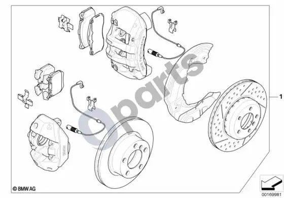 BMW 3 E90 E91 set, BMW performance, brake, front/rear; 2007.03 - 2009.09 – schema