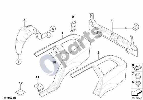 BMW 3 E90 E91 šoninė apdaila/galinė apdaila – schema