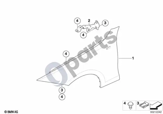 BMW 3 E90 E91 šoninė apdaila, priekinė – schema