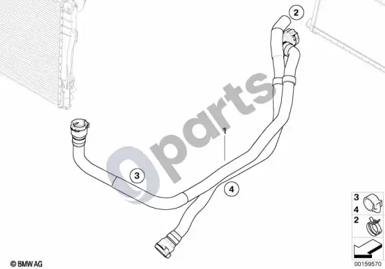 BMW 3 E90 E91 vandens žarna įleidimo / išleidimo – schema