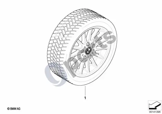 BMW 3 E90 E91 žieminis ratas su padanga, radialinių stipinų 32 -16" – schema