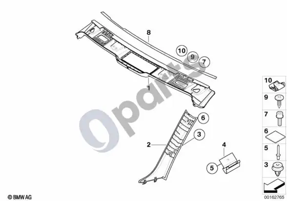 BMW 3 E92 E93 a statramsčio apdailos skydelis/vidinis priekinio stiklo skydelis – schema