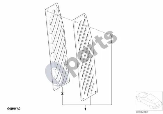 BMW 3 E92 E93 aliumininė pėdų atrama – schema
