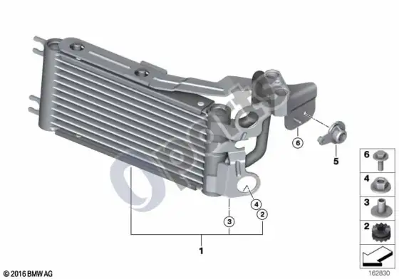 BMW 3 E92 E93 alyvos aušintuvas, ratų arkoje – schema