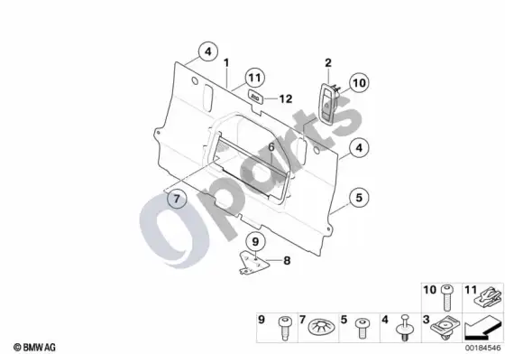 BMW 3 E92 E93 apdailos skydelis, pertvara – schema