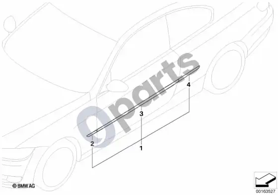 BMW 3 E92 E93 apsauginės juostelės, šoninės – schema