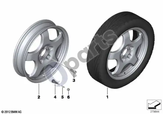 BMW 3 E92 E93 atsarginio rato su padanga komplektas – schema