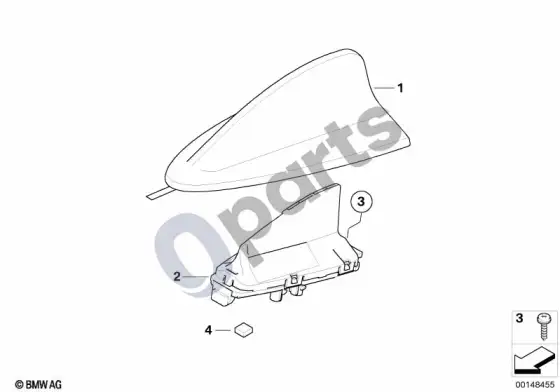 BMW 3 E92 E93 atskiros dalys, antena – schema